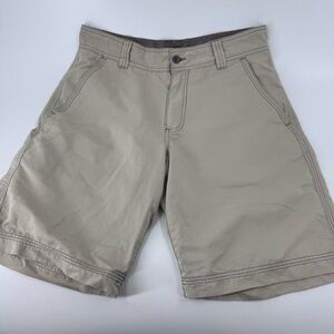 Royal Robbins Cream and Tan Flat Front Shorts
